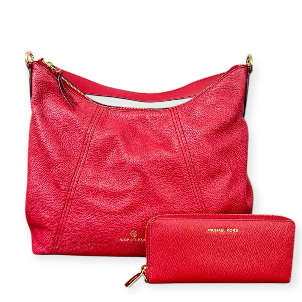 Michael Kors Sienna Large Pebbled Leather Shoulder Bag and matching large wallet